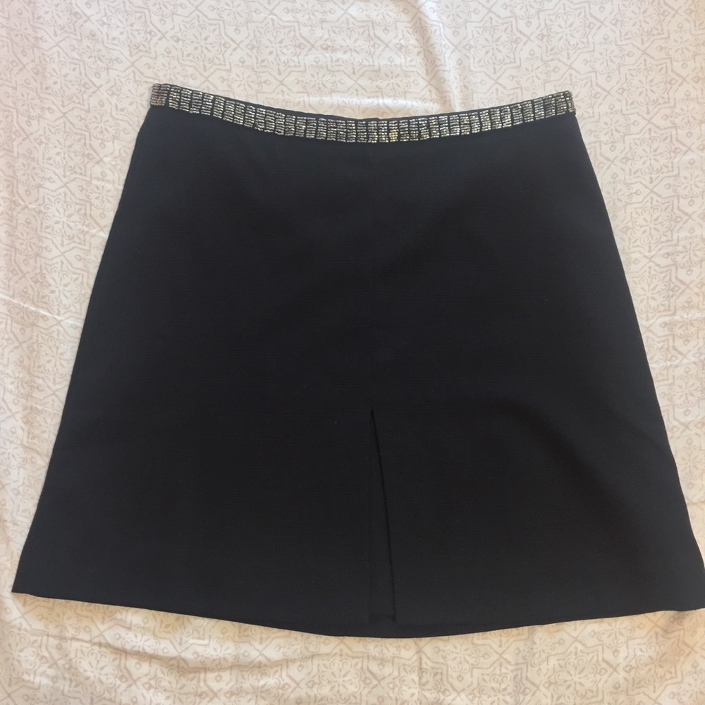 H&M Gold Beaded Trim Mini Black Skirt